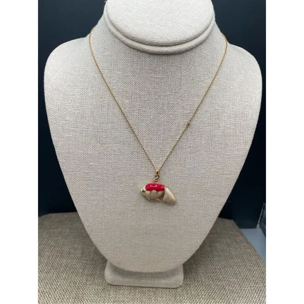 Annaleece by Devries Mop Fish Necklace Gold Tone Chain. READ